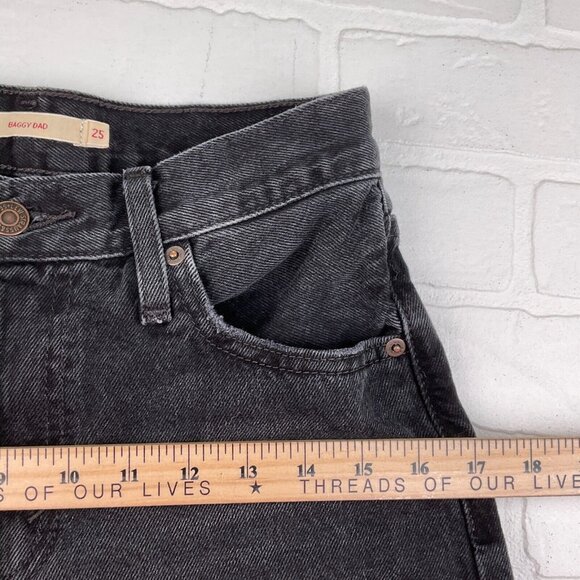 Levis‎ Jeans Women 25Wx30L ACT 26x28 Black Baggy Dad PC9-A3494-0018 Distressed - Picture 11 of 15